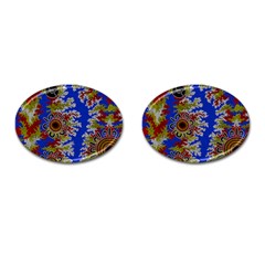 Authentic Aboriginal Art - Waterholes (corella) Cufflinks (oval) by hogartharts