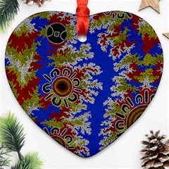 Authentic Aboriginal Art - Waterholes (corella) Heart Ornament (two Sides) by hogartharts