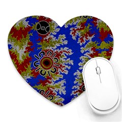 Authentic Aboriginal Art - Waterholes (corella) Heart Mousepad by hogartharts