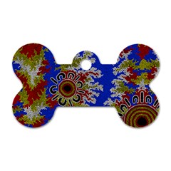 Authentic Aboriginal Art - Waterholes (corella) Dog Tag Bone (one Side) by hogartharts