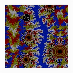 Authentic Aboriginal Art - Waterholes (corella) Medium Glasses Cloth (2 Sides) by hogartharts