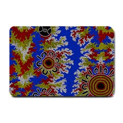 Authentic Aboriginal Art - Waterholes (corella) Small Doormat by hogartharts