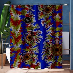 Authentic Aboriginal Art - Waterholes (corella) Shower Curtain 60  X 72  (medium)  by hogartharts