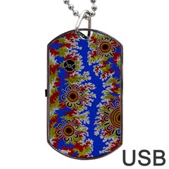 Authentic Aboriginal Art - Waterholes (corella) Dog Tag Usb Flash (one Side) by hogartharts