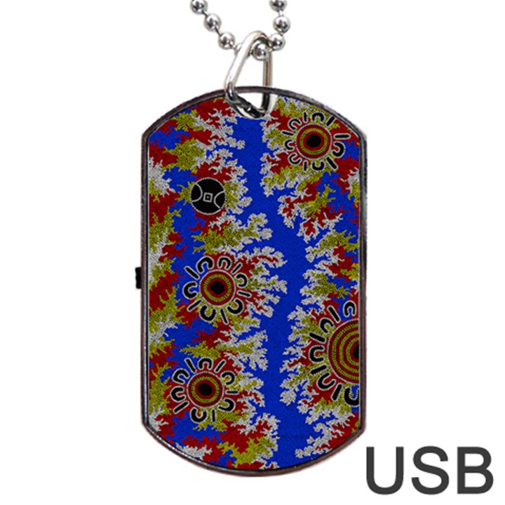 Authentic Aboriginal Art - Waterholes (Corella) Dog Tag USB Flash (One Side)