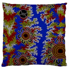 Authentic Aboriginal Art - Waterholes (corella) Large Cushion Case (one Side) by hogartharts