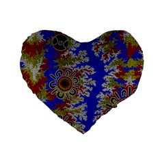 Authentic Aboriginal Art - Waterholes (corella) Standard 16  Premium Heart Shape Cushions by hogartharts