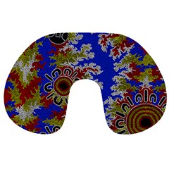 Authentic Aboriginal Art - Waterholes (corella) Travel Neck Pillow by hogartharts