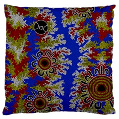 Authentic Aboriginal Art - Waterholes (corella) Standard Premium Plush Fleece Cushion Case (two Sides) by hogartharts