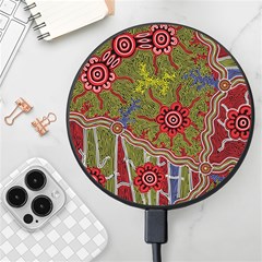 Authentic Aboriginal Art - Connections Wireless Fast Charger(black) by hogartharts