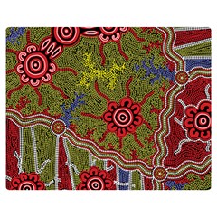 Authentic Aboriginal Art - Connections Premium Plush Fleece Blanket (medium) by hogartharts