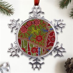 Authentic Aboriginal Art - Connections Metal Large Snowflake Ornament by hogartharts