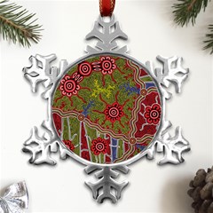 Authentic Aboriginal Art - Connections Metal Small Snowflake Ornament by hogartharts