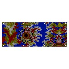 Authentic Aboriginal Art - Waterholes (corella) Banner And Sign 8  X 3  by hogartharts