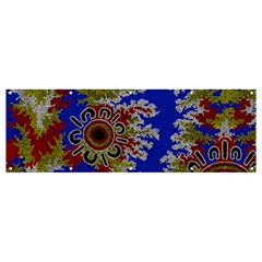 Authentic Aboriginal Art - Waterholes (corella) Banner And Sign 12  X 4  by hogartharts