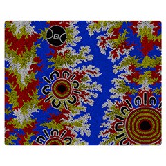 Authentic Aboriginal Art - Waterholes (corella) Premium Plush Fleece Blanket (medium) by hogartharts