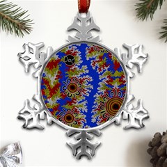 Authentic Aboriginal Art - Waterholes (corella) Metal Small Snowflake Ornament by hogartharts