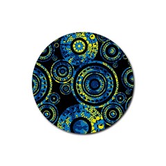 Authentic Aboriginal Art - Circles (paisley Art) Rubber Round Coaster (4 Pack) by hogartharts