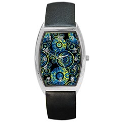 Authentic Aboriginal Art - Circles (paisley Art) Barrel Style Metal Watch by hogartharts