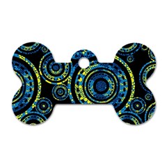 Authentic Aboriginal Art - Circles (paisley Art) Dog Tag Bone (one Side) by hogartharts