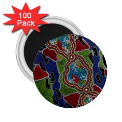 Authentic Aboriginal Art - Walking The Land 2 25  Magnets (100 Pack)  by hogartharts