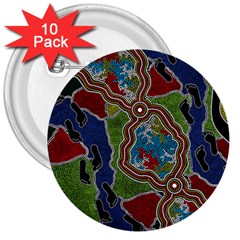 Authentic Aboriginal Art - Walking The Land 3  Buttons (10 Pack)  by hogartharts