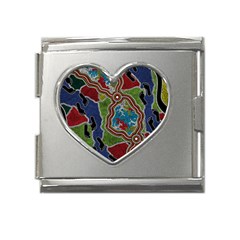 Authentic Aboriginal Art - Walking The Land Mega Link Heart Italian Charm (18mm) by hogartharts