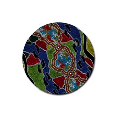 Authentic Aboriginal Art - Walking The Land Rubber Round Coaster (4 Pack) by hogartharts