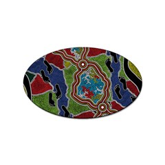 Authentic Aboriginal Art - Walking The Land Sticker Oval (10 Pack) by hogartharts