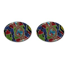 Authentic Aboriginal Art - Walking The Land Cufflinks (oval) by hogartharts