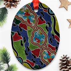 Authentic Aboriginal Art - Walking The Land Oval Ornament (two Sides) by hogartharts