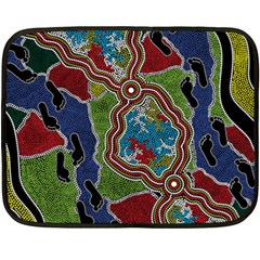 Authentic Aboriginal Art - Walking The Land Two Sides Fleece Blanket (mini) by hogartharts