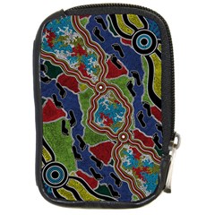 Authentic Aboriginal Art - Walking The Land Compact Camera Leather Case by hogartharts