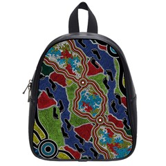 Authentic Aboriginal Art - Walking The Land School Bag (small) by hogartharts