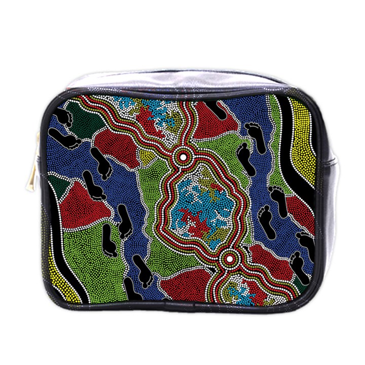 Authentic Aboriginal Art - Walking the Land Mini Toiletries Bag (One Side)