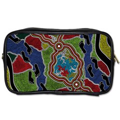 Authentic Aboriginal Art - Walking The Land Toiletries Bag (one Side) by hogartharts