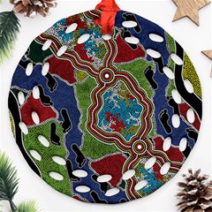 Authentic Aboriginal Art - Walking The Land Ornament (round Filigree) by hogartharts