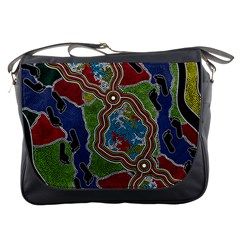 Authentic Aboriginal Art - Walking The Land Messenger Bag by hogartharts