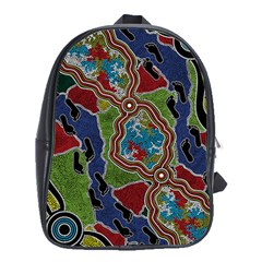 Authentic Aboriginal Art - Walking The Land School Bag (xl) by hogartharts