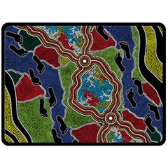 Authentic Aboriginal Art - Walking The Land Two Sides Fleece Blanket (large) by hogartharts