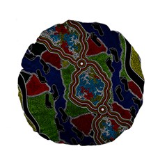 Authentic Aboriginal Art - Walking The Land Standard 15  Premium Flano Round Cushions by hogartharts