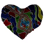 Authentic Aboriginal Art - Walking the Land Large 19  Premium Flano Heart Shape Cushions Front