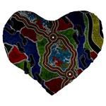 Authentic Aboriginal Art - Walking the Land Large 19  Premium Flano Heart Shape Cushions Back