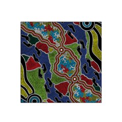 Authentic Aboriginal Art - Walking The Land Satin Bandana Scarf 22  X 22  by hogartharts