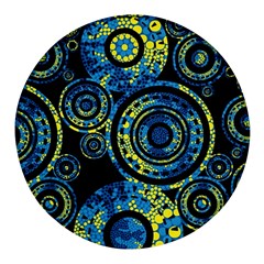 Authentic Aboriginal Art - Circles (paisley Art) Round Glass Fridge Magnet (4 Pack)