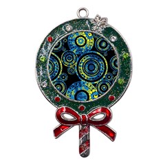 Authentic Aboriginal Art - Circles (paisley Art) Metal X mas Lollipop With Crystal Ornament by hogartharts