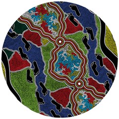 Authentic Aboriginal Art - Walking The Land Wooden Puzzle Round by hogartharts