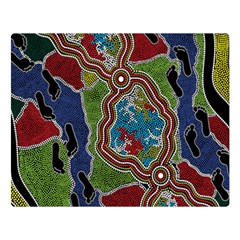 Authentic Aboriginal Art - Walking The Land Premium Plush Fleece Blanket (large)