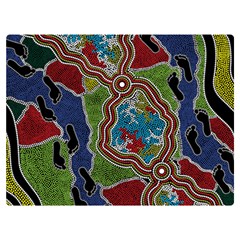 Authentic Aboriginal Art - Walking The Land Two Sides Premium Plush Fleece Blanket (extra Small) by hogartharts