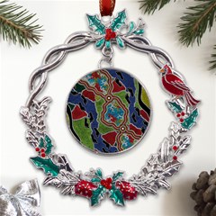 Authentic Aboriginal Art - Walking The Land Metal X mas Wreath Holly Leaf Ornament by hogartharts